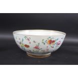 LARGE CHINESE PUNCH BOWL a large 18thc punch bowl, painted to the interior with a spray of flowers