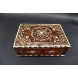 ANGLO INDIAN IVORY INLAID BOX a late 19thc hardwood rectangular box, inlaid in ivory and bone with