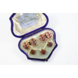 A PAIR OF 18CT GOLD AND BLUE ENAMEL ROYAL NAVY CUFFLINKS AND DRESS STUDS each link depicting an