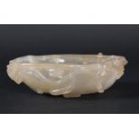 CHINESE CARVED AGATE BRUSH WASHER a 18th or 19thc agate brush washer, carved with chilong to the