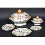 CHINESE CANTON FAMILLE ROSE ARMORIAL PART SERVICE - GRANT early 19thc including a large lidded