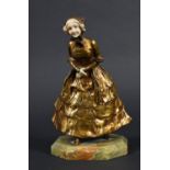 GEORGE VAN DER STRAETEN (1856-1941) - BRONZE & IVORY FIGURE a gilt bronze figure of a lady with arms