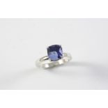 A SAPPHIRE SINGLE STONE RING the cushion-shaped sapphire weighs 4.91 carats and it set in 18ct white