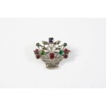 A VICTORIAN GEM SET AND MARCASITE GIARDINETTO BROOCH mounted with assorted gem stones and marcasite,
