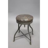 JAMES SHOOLBRED INDUSTRIAL STOOL an unusual revolving top stool with a circular crocodile skin seat,