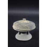 KOREAN POTTERY VESSEL - SILLA DYNASTY circa 5thc AD, the circular pottery vessel with lid. 12cms