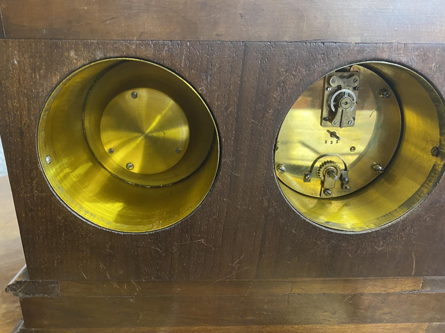 A PRESENTATION CLOCK/BAROMETER BY E. SERMON, TORQUAY. The walnut case with carrying handle above a - Image 10 of 11