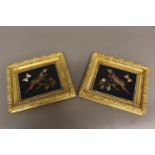 A FINE PAIR OF 19TH CENTURY ITALIAN PIETRA DURA PANELS. Each worked in brightly coloured