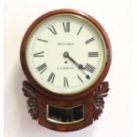 A MAHOGANY CASED DROP DIAL WALL CLOCK BY BROOKE OF LONDON. With a 30cm, white enamelled dial with