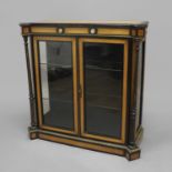 A FRENCH SATINWOOD AND EBONISED PIER CABINET, 19th century, the shaped rectangular top above a
