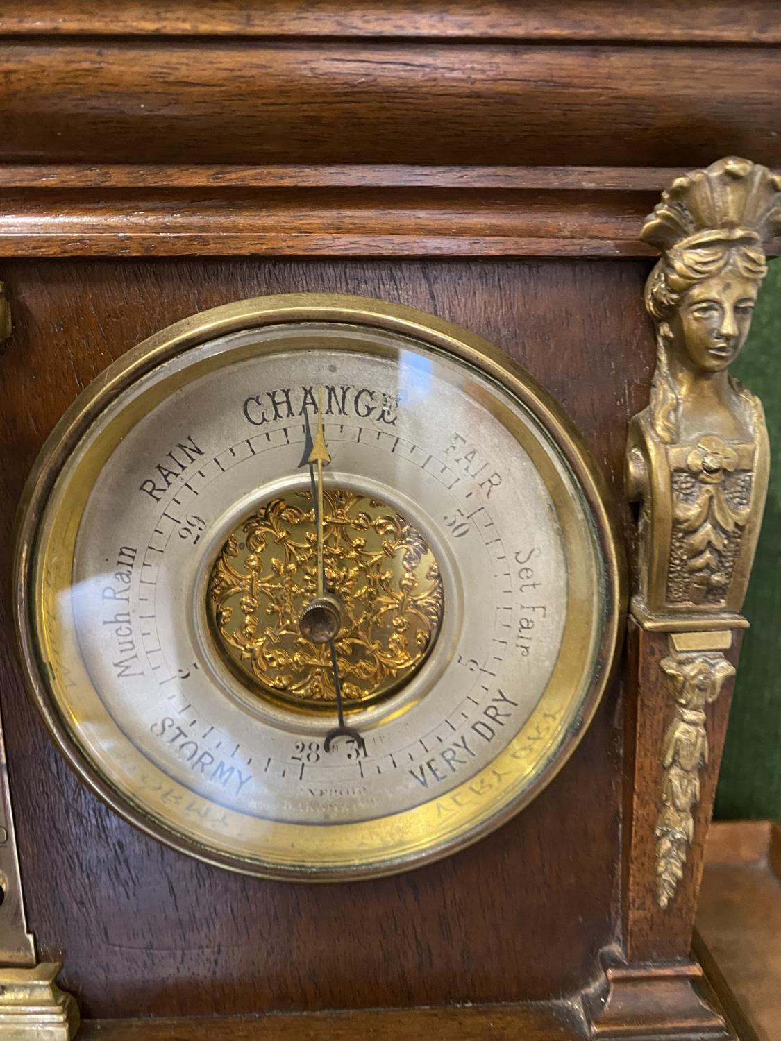 A PRESENTATION CLOCK/BAROMETER BY E. SERMON, TORQUAY. The walnut case with carrying handle above a - Image 5 of 11