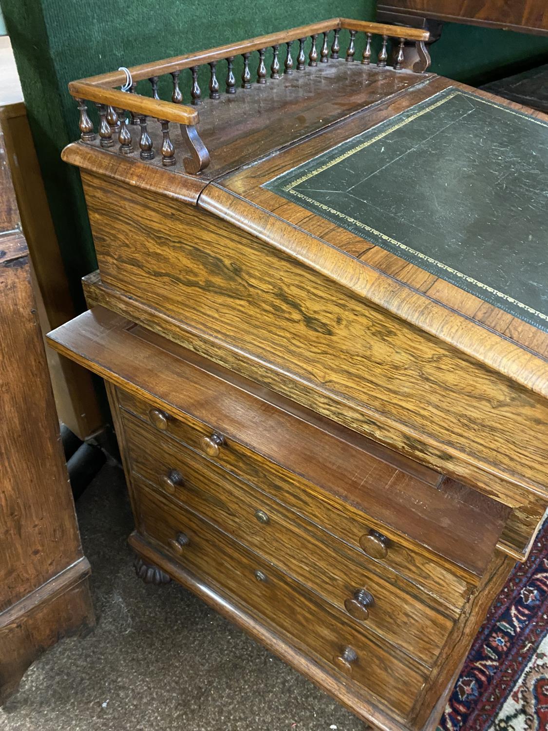 A GEORGE IV ROSEWOOD DAVENPORT. With a sloping leather lined writing surface and galleried top, - Image 13 of 17