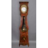 A 19TH CENTURY SCANDIANVIAN LONG CASE CLOCK CASE WITH FRENCH MOVEMENT. With a 'comptoise' type