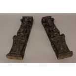 A PAIR OF 17TH CENTURY CARVED OAK CARYATIDS. A pair of Caryatids, a female figure with naked