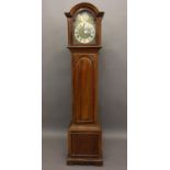 A LONGCASE CLOCK IN 18TH CENTURY STYLE, brass and silvered dial with Tempus Fugit medallion,