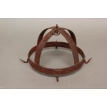 AN 18TH CENTURY HANGING KITCHEN HOOKS. A set of kitchen hanging hooks, of crown shape with central