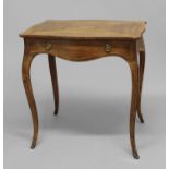 GEORGE III MAHOGANY SERPENTINE SIDE TABLE, the shaped rectangular top above a single drawer on