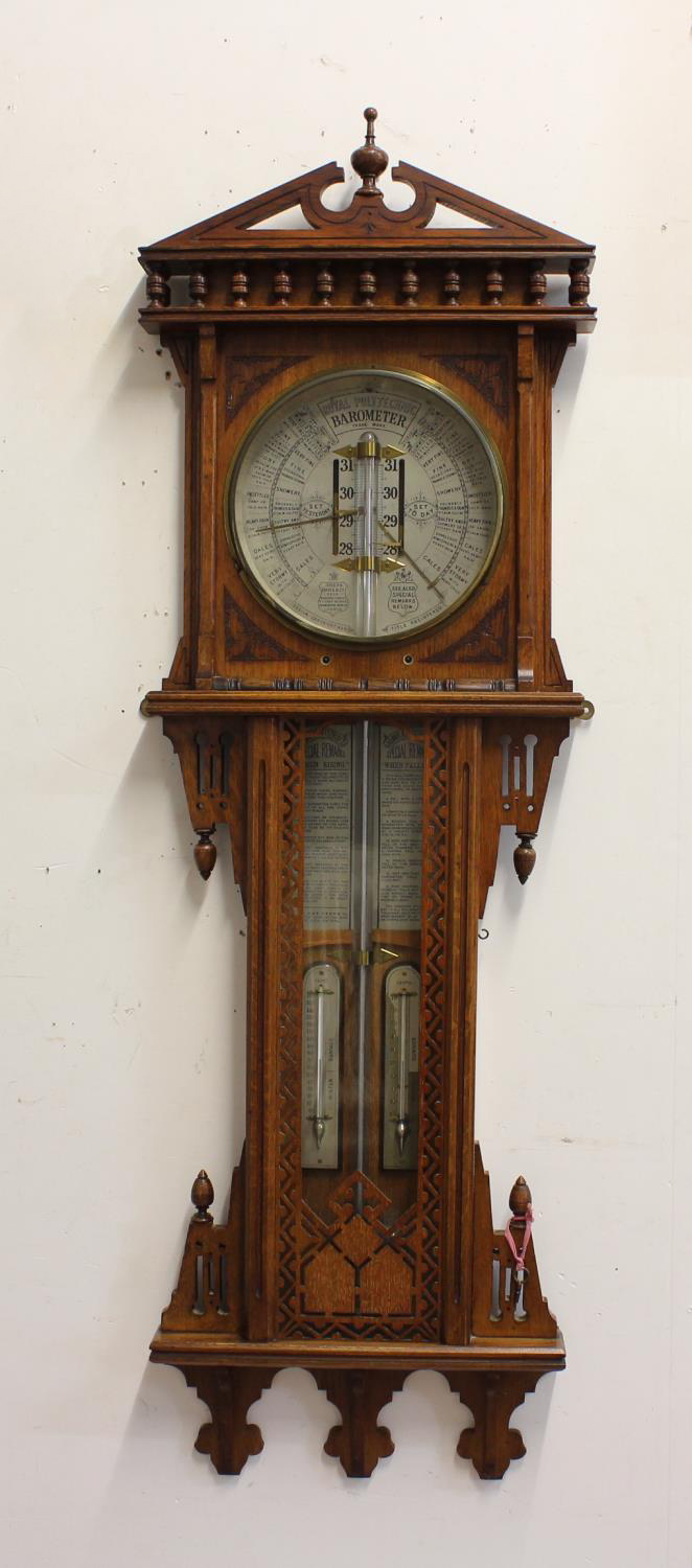 A ROYAL POLYTECHNIC BAROMETER. An elaborate barometer by Joseph Davis & Co. sole manufacturers,