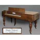 AN EARLY 19TH CENTURY MAHOGANY CASED PIANO BY THOMAS TOMKINSON. The broad rectangular top with broad