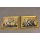 A PAIR OF EARLY 19TH CENTURY EMBOSSED WATERCOLOURS IN THE MANNER OF DIXON. Each painted in rich