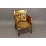 A REPRODUCTION EGYPTIAN THRONE CHAIR. A fine copy of the Throne of Princess Sitamun, daughter of