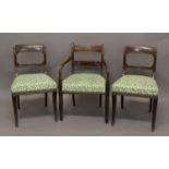 A MATCHED SET OF EIGHT REGENCY MAHOGANY DINING CHAIRS. Comprising six chairs, two armchairs and four