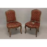 A PAIR OF LATE 18TH/EARLY 19TH CENTURY SALON CHAIRS BY TILLIAH.. With moulded oak frames with floral