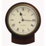 A VICTORIAN WALL CLOCK WITH A PAINTED DIAL SIGNED J. MYERS, LAMBETH Fusee movement in rosewood case,