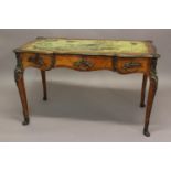 A LOUIS XV STYLE KINGWOOD BUREAU PLAT. The rectangular top with leather lined writing surface and
