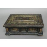 A LATE 17TH OR EARLY 18TH CENTURY PAINTED CONTINENTAL TABLE BOX. A decorative table box, the
