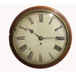 A VICTORIAN WALL CLOCK. with painted dial and four pillar fusee movement in mahogany case, dial 30