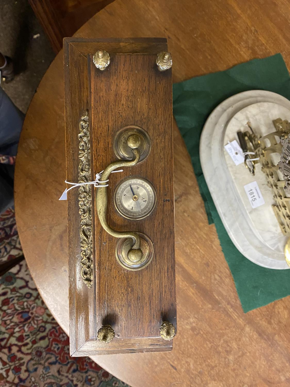 A PRESENTATION CLOCK/BAROMETER BY E. SERMON, TORQUAY. The walnut case with carrying handle above a - Image 7 of 11