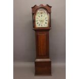 A 19TH CENTURY OAK CASED LONGCASE CLOCK BY GEORGE STEPHENSON OF WARMINSTER. With an eight day two