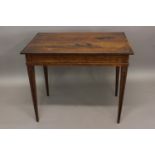 A HARDWOOD CENTRE TABLE OF FRENCH DESIGN rectangular on fluted legs; 83 x 56 cms