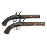 A FINE PAIR OF DUELLING PISTOLS BY PROSSER OF LONDON. A pair of Officer's Pistols with 23cm flat