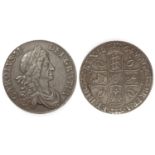 A CHARLES II CROWN. A Charles II Crown dated 1664, second draped bust r. reverse with crossed 'C's