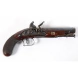 A FINE FLINTLOCK PISTOL BY WILLIAM CHANCE AND SON. With a 15cm octagonal Damascus barrel with