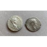 A DOUBLE HEADED ROMAN SILVER DENARIUS AND ANOTHER. A double headed denarius, Agrippina Mat C.Caes