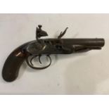 A 19TH CENTURY CONTINENTAL STYLE DOUBLE BARREL PISTOL. An unusual double barrel flint lock pistol