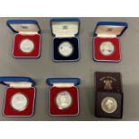 A COLLECTION OF SILVER PROOF CROWNS AND OTHERS. Two Silver Jubilee 1977 Proof silver crown, Two