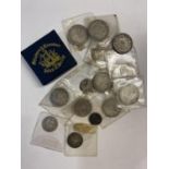 A SMALL COLLECTION OF VICTORIAN AND LATER SILVER. Halfcrowns for 1883, 1885, 1887, 1889 (2), 1923,