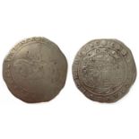 A CHARLES I CROWN. Possibly Truro mint, obverse the king on horseback with sword raised, reverse