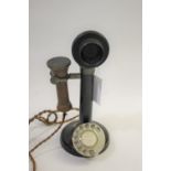 ANTIQUE CANDLESTICK TELEPHONE a vintage metal telephone with bakelite receiver, marked No 150 and