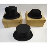 TOP HATS & BOWLER HAT including a black Top Hat by Lock & Co with box by the same maker, and a black