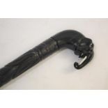 CARVED EBONY WALKING STICK - ELEPHANT a ebony walking stick with the handle in the form of an