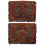 PAIR OF GEORGE III EMBROIDERED HERALDIC BANNERS the pair of banners showing a metallic couched