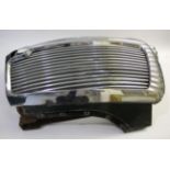 DAIMLER CAR RADIATOR GRILL a 1960's chrome and metal radiator grill, with green painted brackets