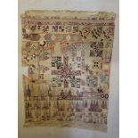 18THC/19THC MOROCCAN SAMPLER a large 18th or 19thc embroidered sampler, carefully mounted on a