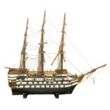 LARGE MODEL OF H.M.S VICTORY a late 19thc or early 20thc wooden model of HMS Victory, the model is