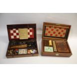 MAHOGANY GAMES COMPENDIUM probably by F H Ayres, a mahogany box with a variety of games including
